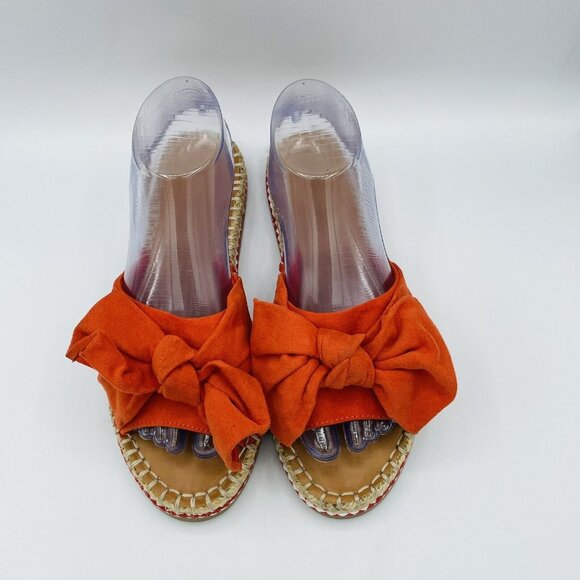 Universal Thread Sandals Womens Size 8.5 Orange Bow Espadrille Flat Comfort - Picture 7 of 12